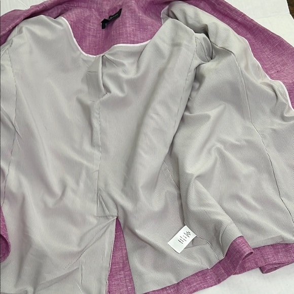 Talbots Pink Linen Blazer size 12P lined One button closure herringbone pattern - Picture 5 of 13